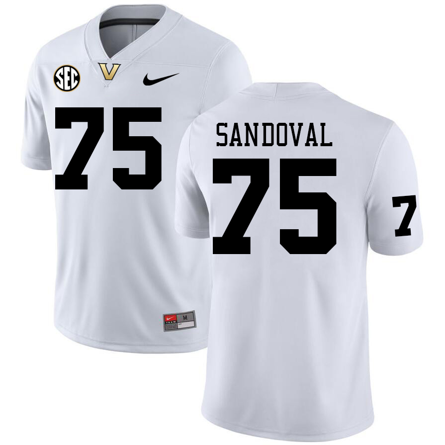 Vanderbilt Commodores #75 Misael Sandoval College Football Jerseys Sale Stitched-White